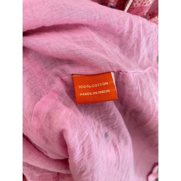 Oliphant Flirty Ruffle Hem Carolina Pink Cotton Block Print Dress Tuckernuck Med - Picture 16 of 16